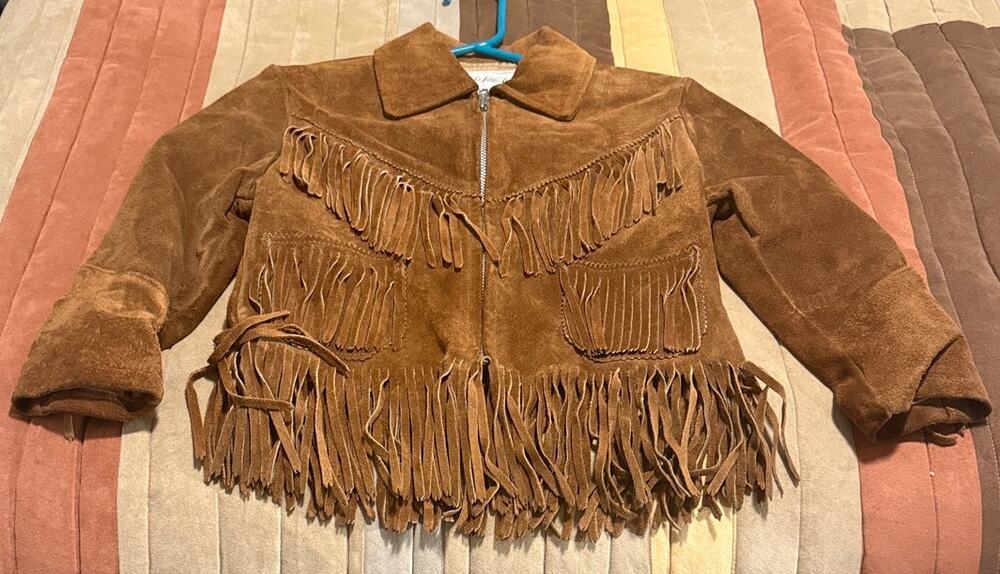 Vintage Saks Fifth Avenue Kids Suede Fringe Western Jacket VFG Sz 7 Rust